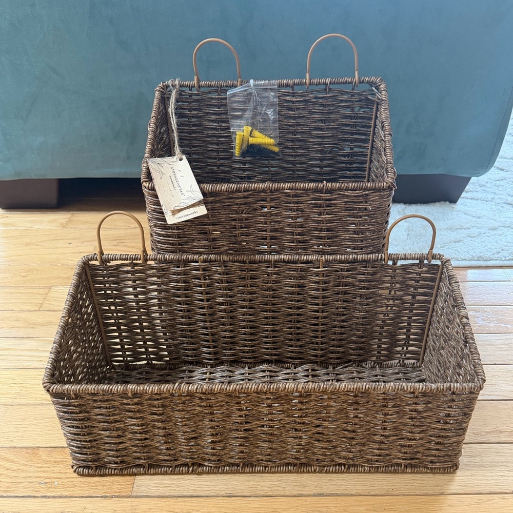 NWT Storageworks Hanging Woven Basket Set - Picture 3 of 6